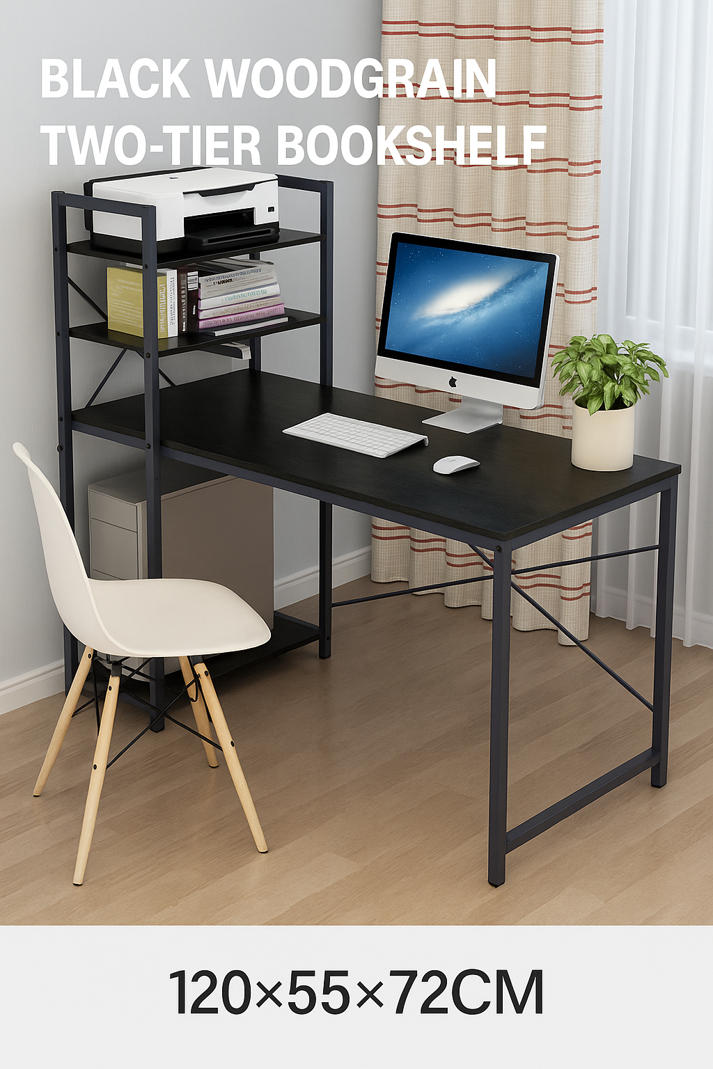 Home/Office Functional Computer Table with Bookshelf for Efficient Storage