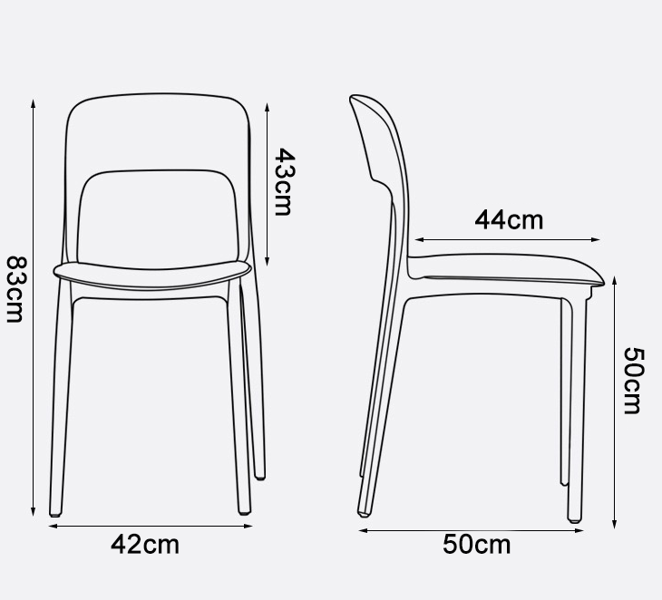Indoor/Outdoor Plastic Dining Chair Stackable for Restaurant/Apartment