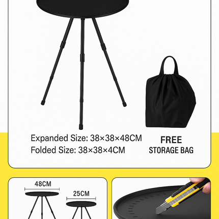 Outdoor Small Round Table with Two Levels of Height Adjustment (Inl Carrying Case)