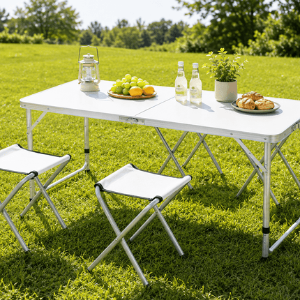 120cm portable folding camping table set with stools for outdoor picnic use
