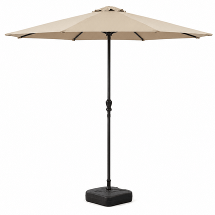 2.7M beige outdoor patio umbrella with heavy duty weighted base