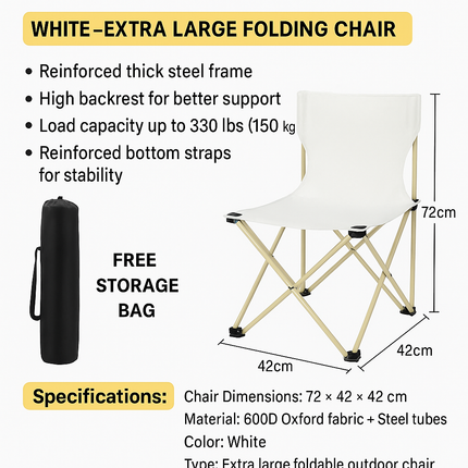 Extra Large Camping/Beach/Picnic Folding Chair (Inl Carrying Case)