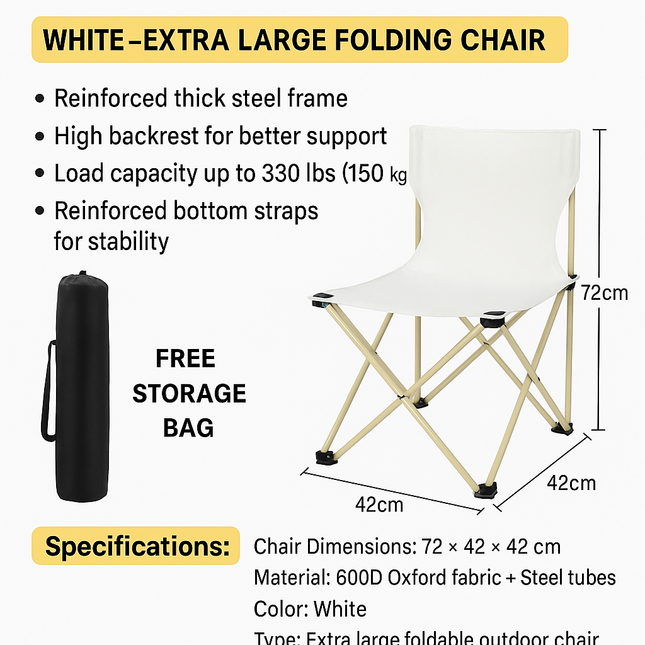 Extra Large Camping/Beach/Picnic Folding Chair (Inl Carrying Case)