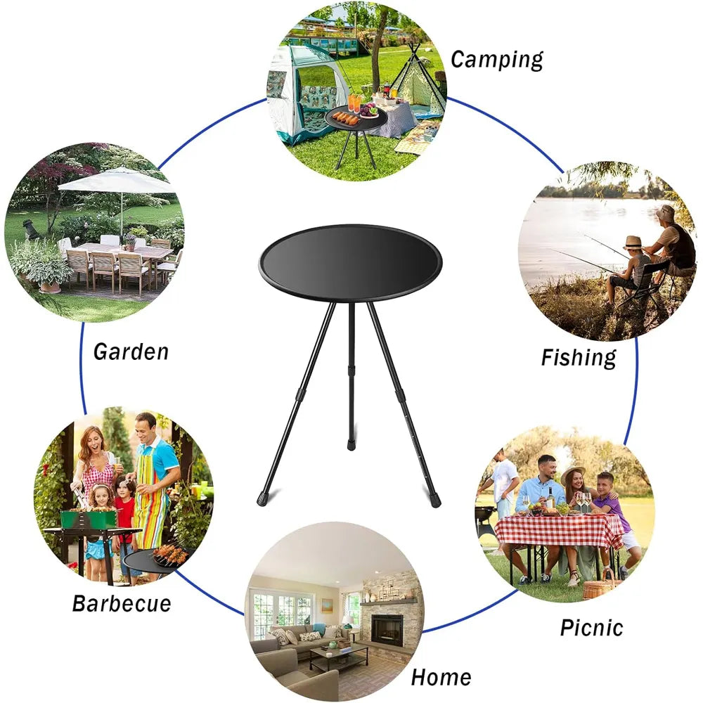 Outdoor Small Round Table with Two Levels of Height Adjustment (Inl Carrying Case)