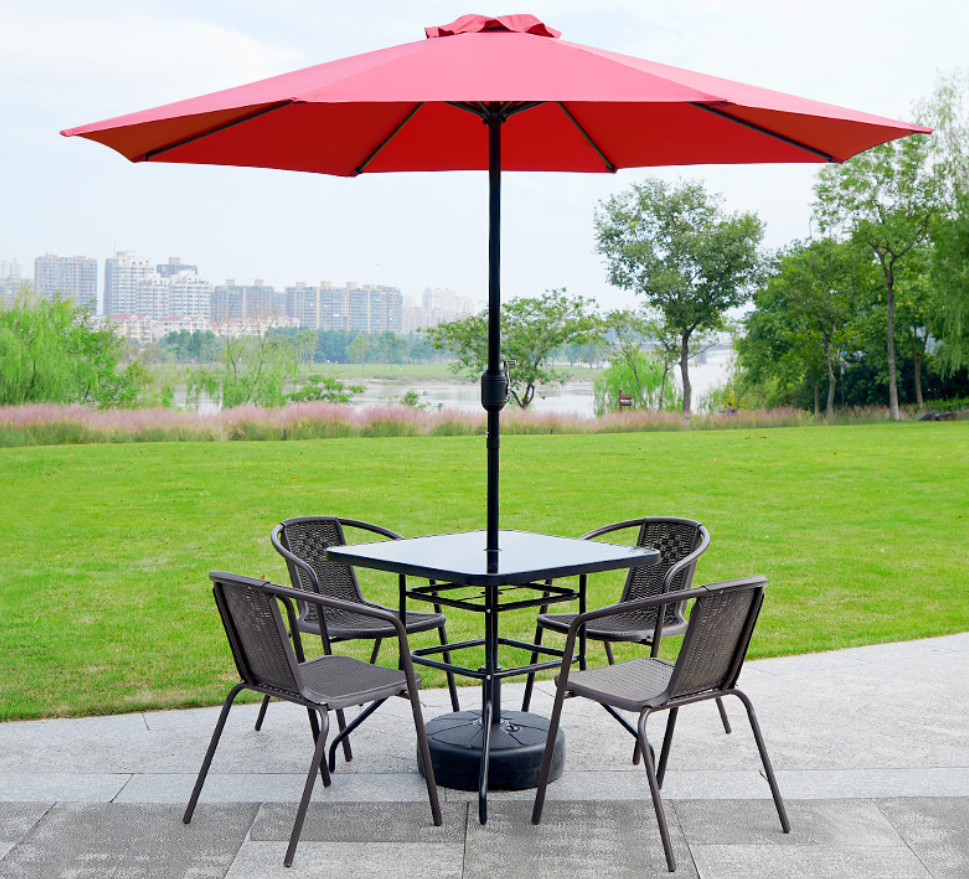 Patio/Garden Table Black Tempered Glass, 80x80cm With Central Hole