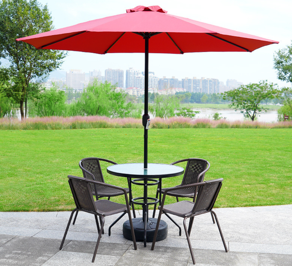 Patio/Garden Table Black Tempered Glass, Ø80cm With Central Hole