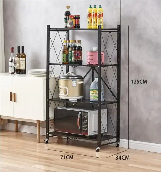 Movable Storage Folding Rack 4 Layers