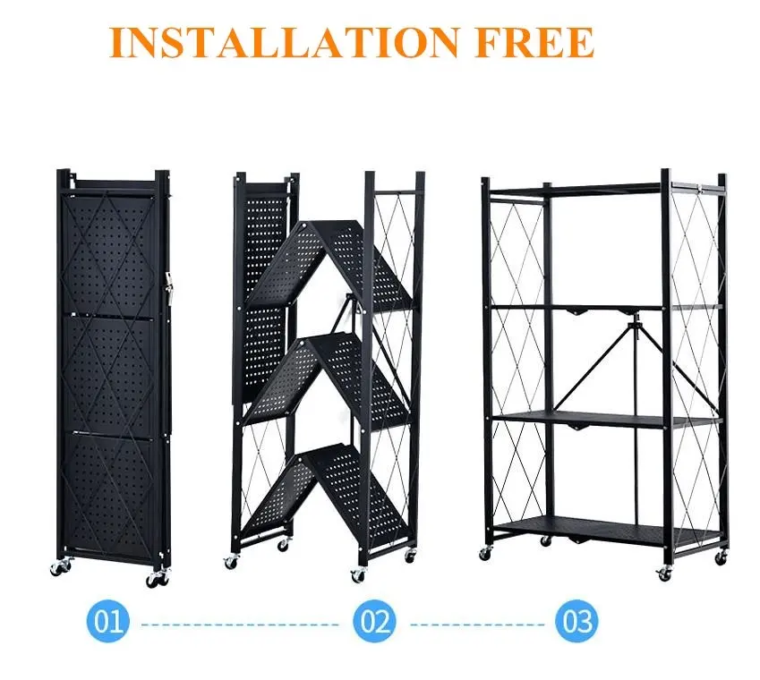 Movable Storage Folding Rack 4 Layers