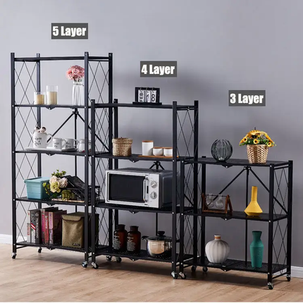 Movable Storage Folding Rack 4 Layers