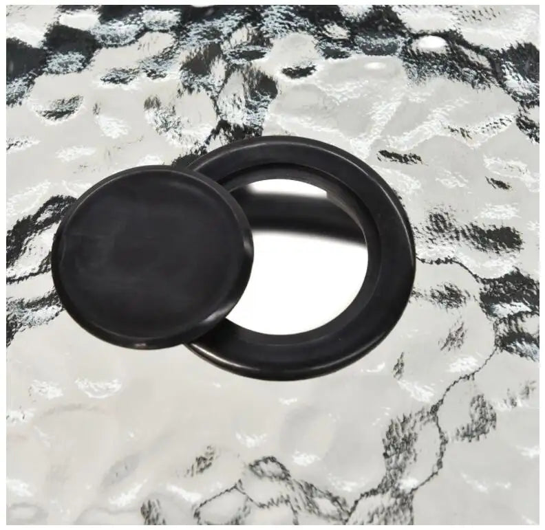 Patio/Garden Table Black Tempered Glass, Ø80cm With Central Hole