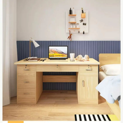 Elegant Wooden Desk Multi Drawers & Lock for Home Office