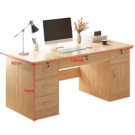 Elegant Wooden Desk Multi Drawers & Lock for Home Office
