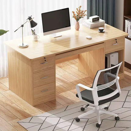 Elegant Wooden Desk Multi Drawers & Lock for Home Office