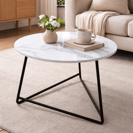 Nordic Simple Round Metal Legs Coffee Table for Living Room