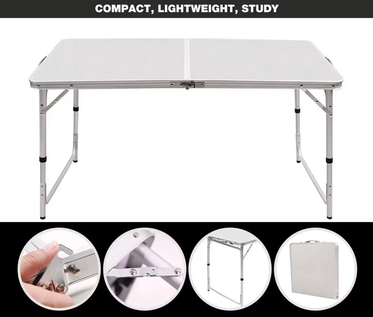 Outdoor Portable Foldable Aluminium Table (Height Adjustable)