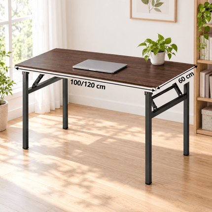 Black walnut foldable desk available in 100cm and 120cm sizes