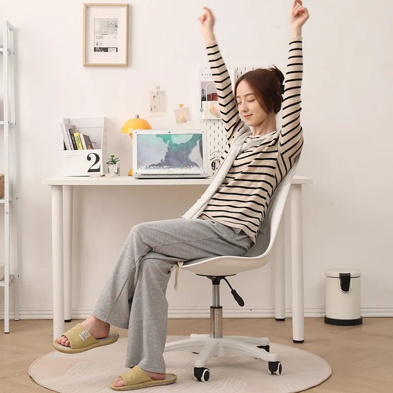 Nordic Rotary Student Chair for Office/Bedroom (White/Black)