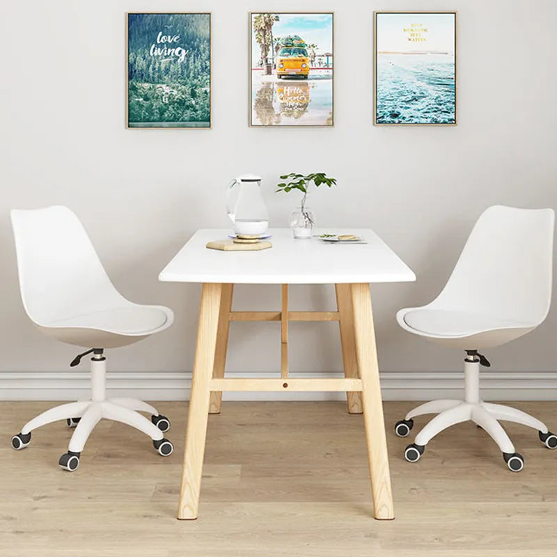Nordic Rotary Student Chair for Office/Bedroom (White/Black)