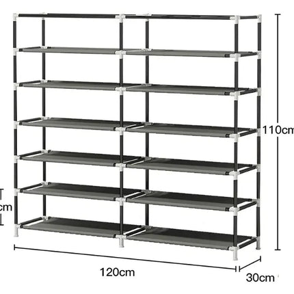 Double Non-woven Shoe Rack in Black, 6-layer Dustproof Shoe Cabinet