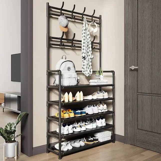 Modern Metal Clothes and Shoes Rack with 5-Layer