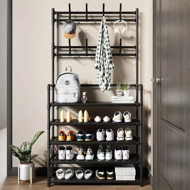 Modern Metal Clothes and Shoes Rack with 5-Layer