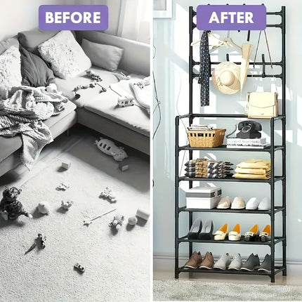 Modern Metal Clothes and Shoes Rack with 5-Layer