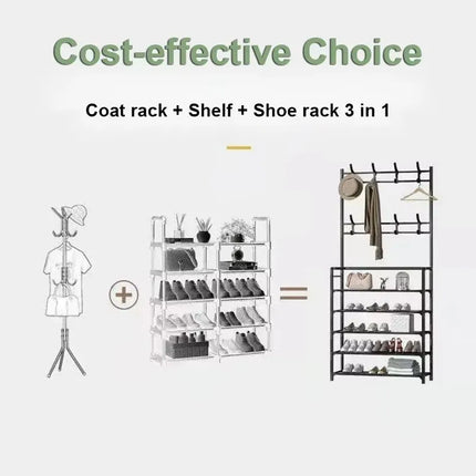 Modern Metal Clothes and Shoes Rack with 5-Layer