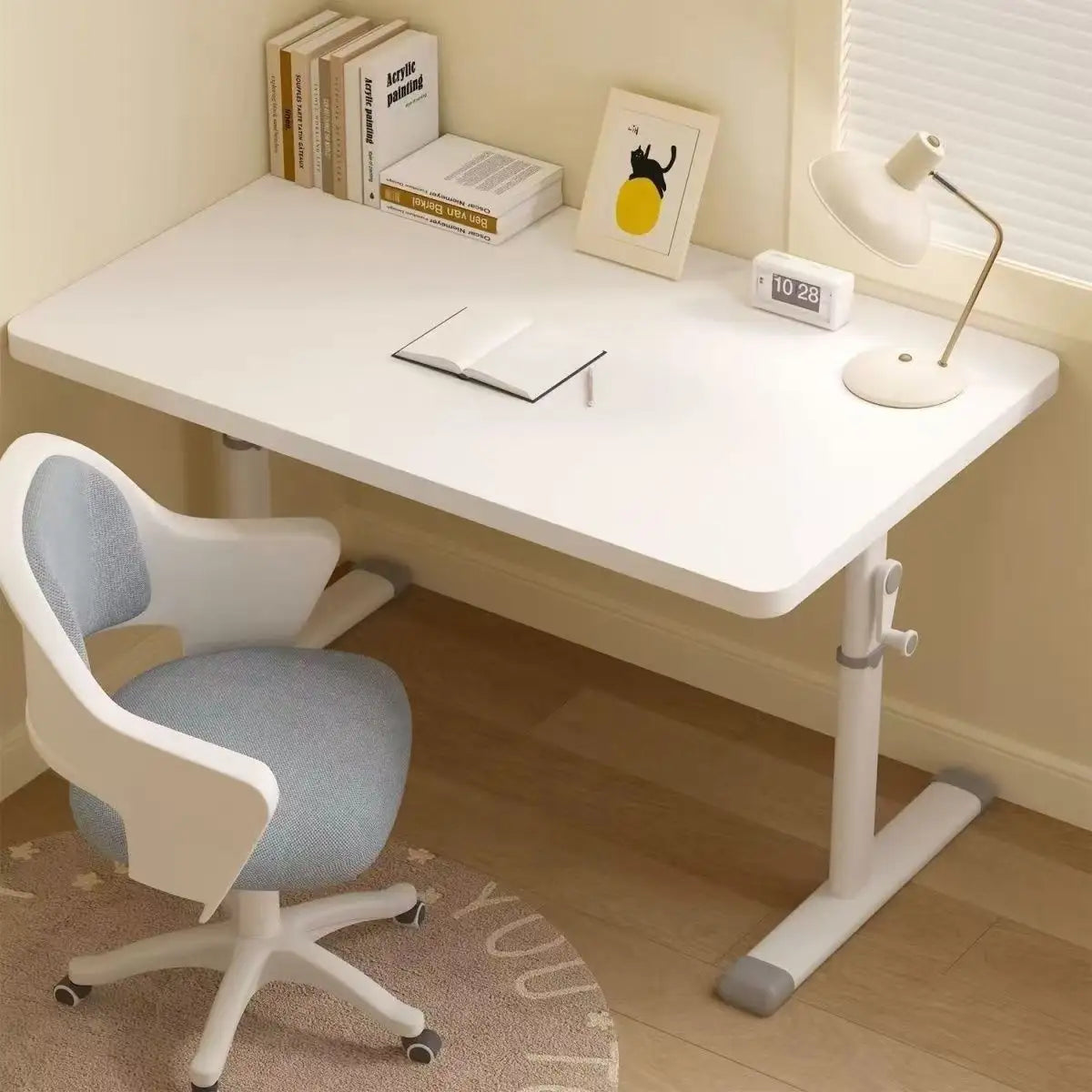 Office/Home Desk with Manual Height Adjustable White