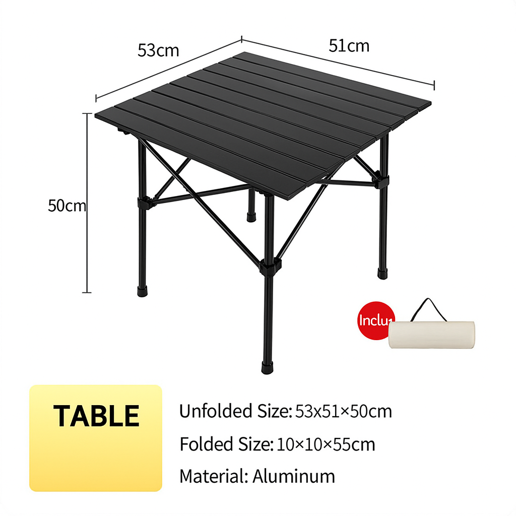 Camping/Beach/Picnic Lightweight Folding Table (Inl Carrying Case)
