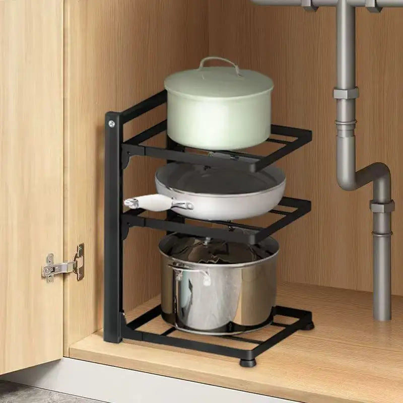 Kitchen Pot Rack Under Sink 3 Layers