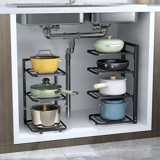 Kitchen Pot Rack Under Sink 3 Layers