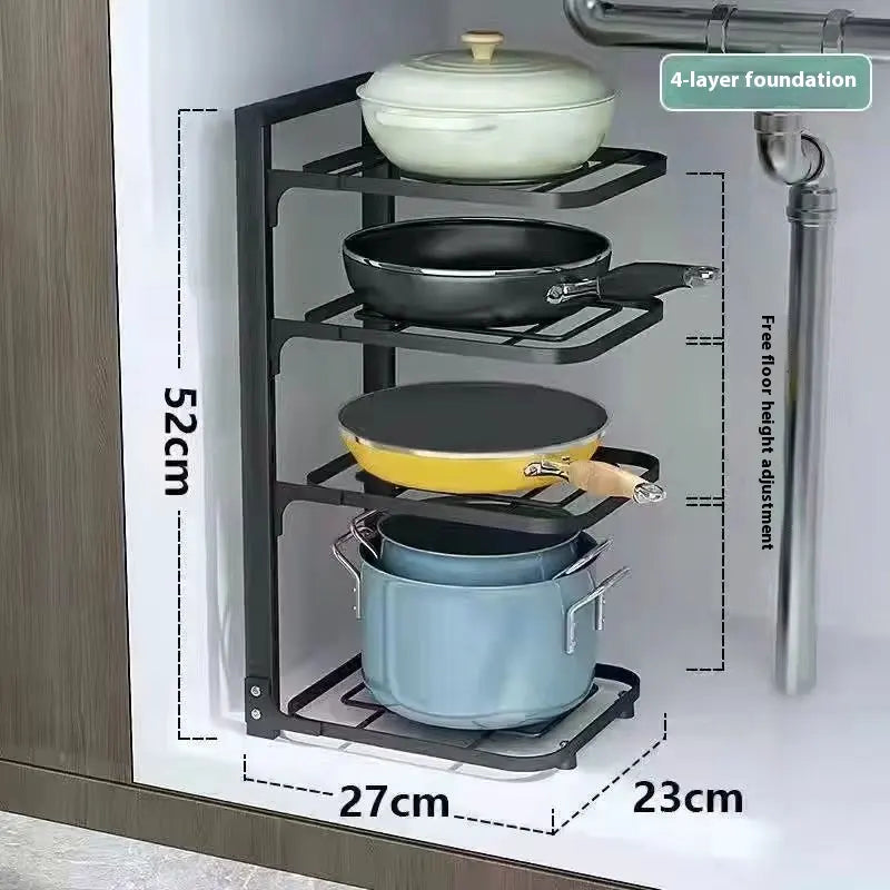 Kitchen Pot Rack Under Sink 4 Layers