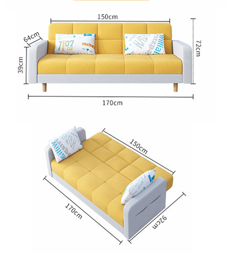 Simple Multifunctional Sofa Bed for Home Office (Inl 2 Cushions)