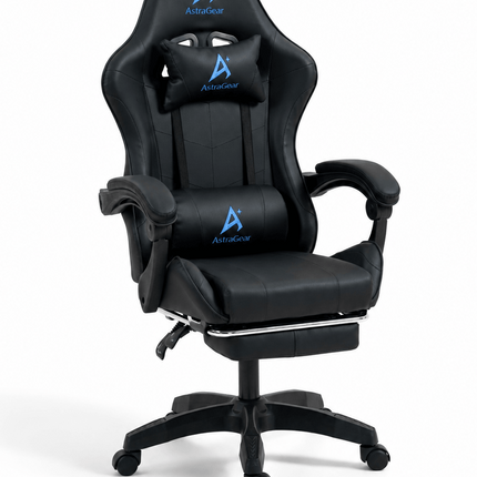 All black AstraGear ergonomic gaming chair with adjustable armrests