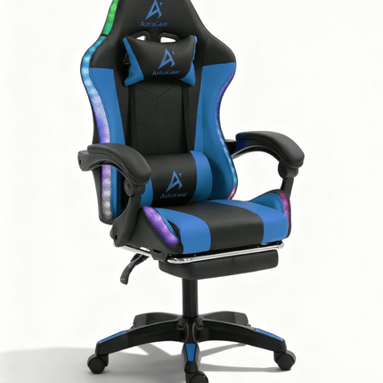 Blue and black AstraGear RGB gaming chair ergonomic design