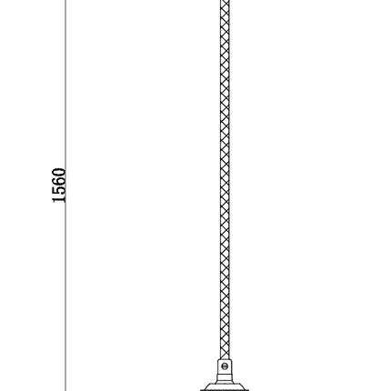 Technical dimensions drawing of chrome cone pendant light with smoky grey glass shade