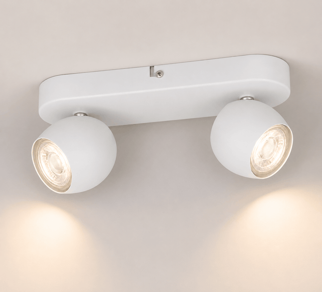 Modern 2L adjustable ceiling spotlight in matt white finish