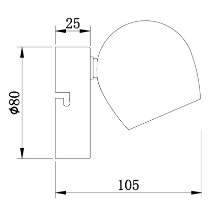 Technical dimensions of modern adjustable ceiling spotlight