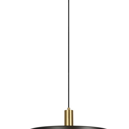 Modern black metal drum pendant light with minimalist industrial design