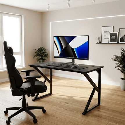 Modern black gaming desk for home office and gaming room