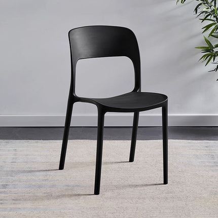 Modern black stackable plastic dining chair for home and restaurant use