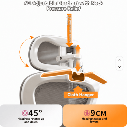 White office chair adjustable headrest with height and angle adjustment