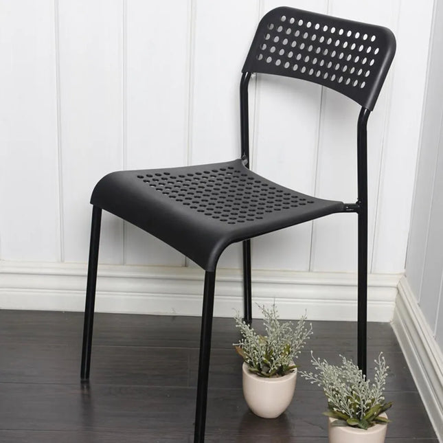 Black plastic metal dining chair for indoor and outdoor use