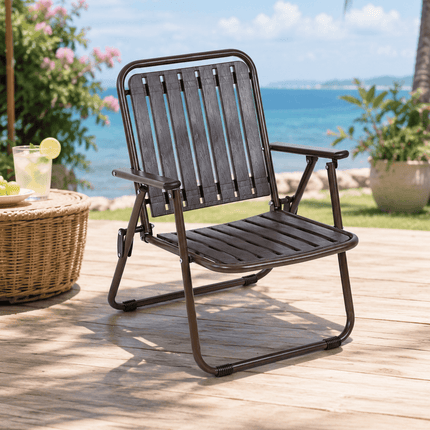 Portable low folding beach chair for camping and outdoor relaxation