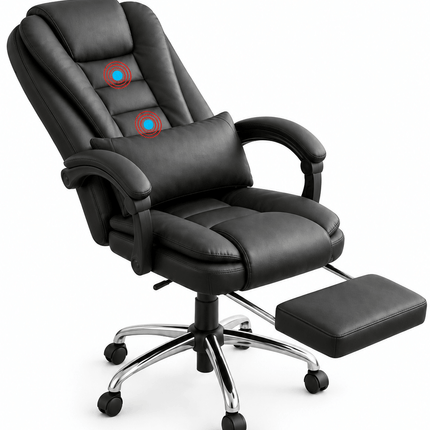 reclining executive office chair with massage and footrest