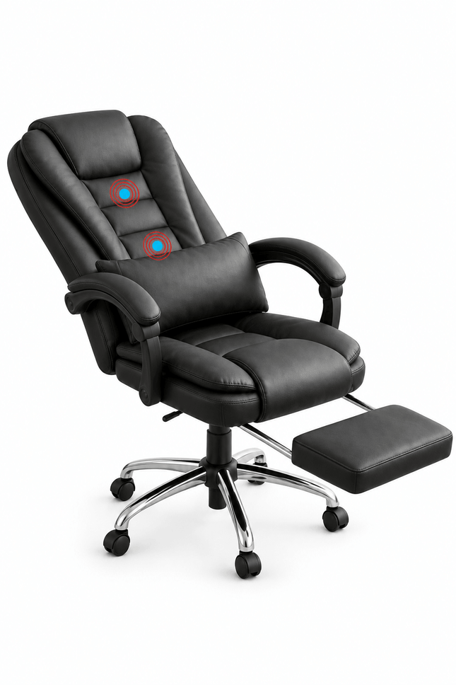 reclining executive office chair with massage and footrest